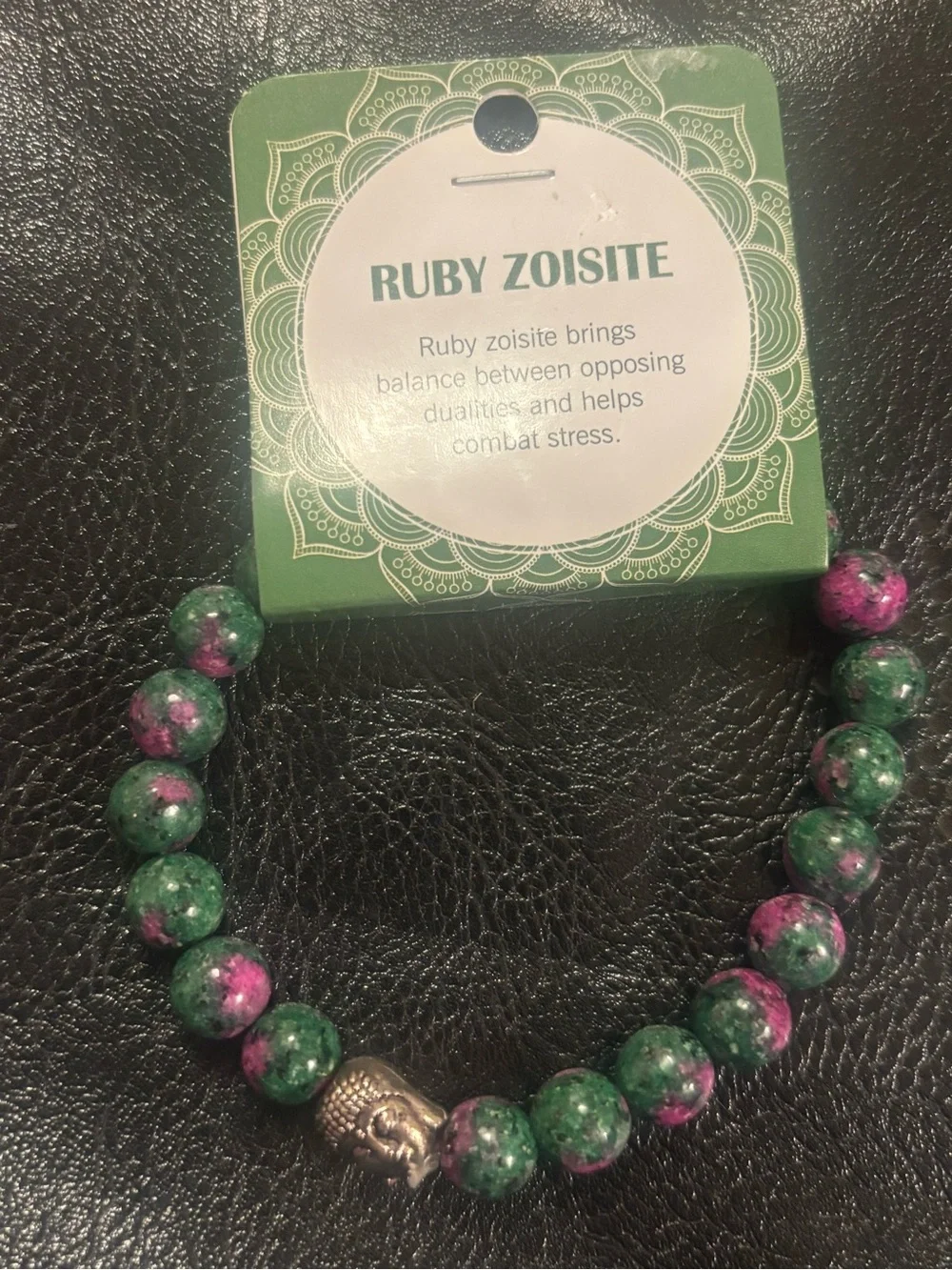 Ruby Zoisite Beaded Stretch Bracelet - Green & Pink
